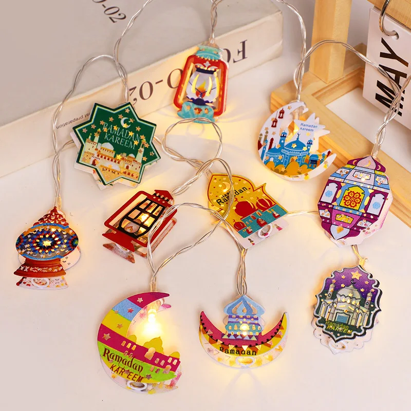 رمضان عيد مبارك LED سلسلة أضواء بطارية تعمل القمر ستار القلعة مصباح الإسلام مسلم مهرجان ديكور المنزل 2026