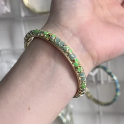 Elegant Vintage Cloisonné Enamel Bracelet - High - End Colorful Accessory - 58 - 60mm (Smog green)
