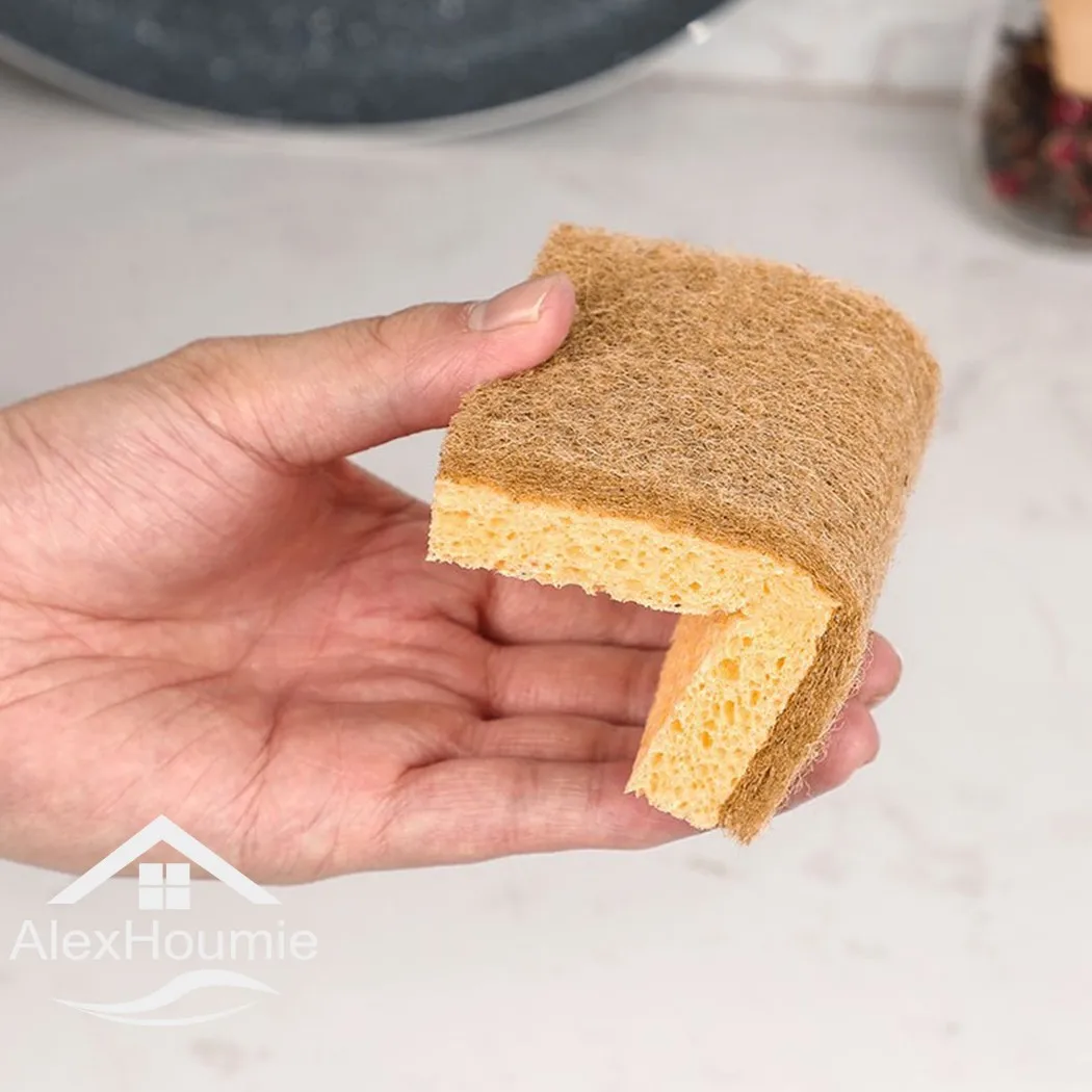 Compostable Sponge, Plastic Free Kitchen Sponge, Eco-friendly and Mult