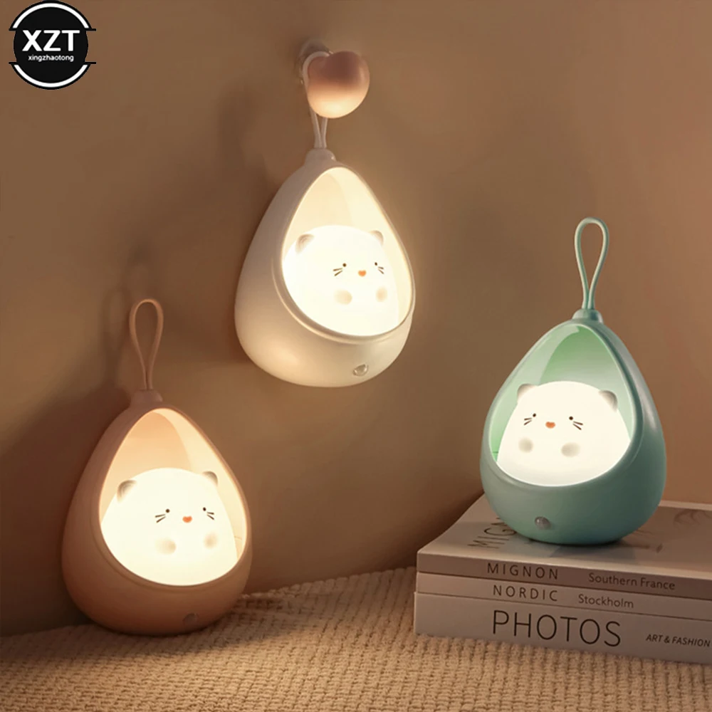 LED Night Light Sensor Control cute animal Human Induction lamp For Children Kids Bedroom USB Rechargeable Silicone wall lights