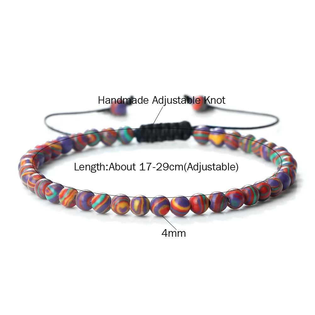 Multicolor Minimalist Natural Malachite Beaded Bracelet – Handmade Yoga Jewelry