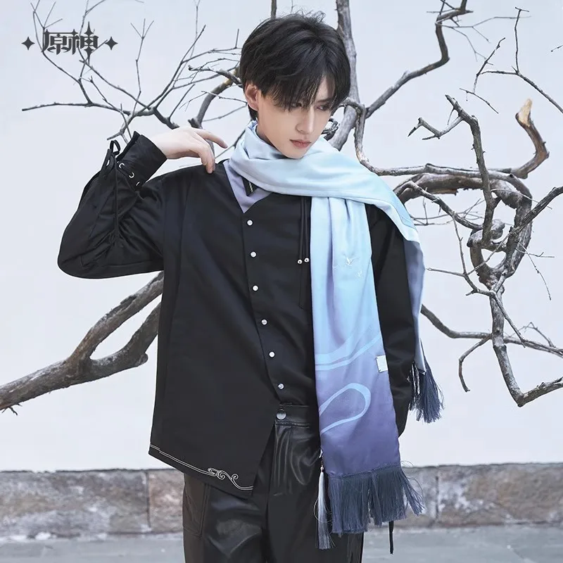 [Genuine] Shenhe Theme Impression Scarve Anime Game Genshin Impact Cosplay Accessories Polyester Scarf Acrylic Pendant Gift