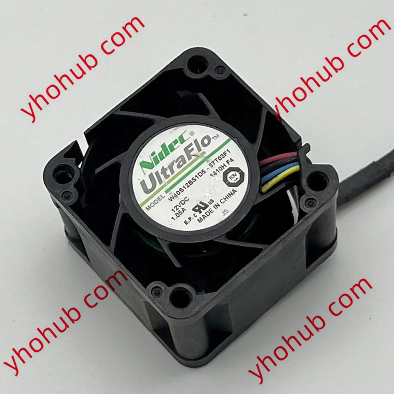 

TNidec W40S12BS1D5-57T03F1 DC 12V 1.05A 40x40x28mm 4-проводной вентилятор охлаждения сервера