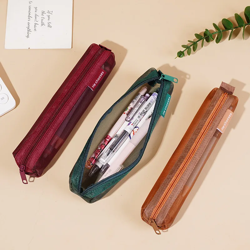 1 Pcs Simple Mesh Transparent Pencil Case pencil case