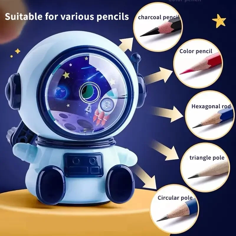 

1pc Astronaut Cartoon Pencil Sharpener Students Pencil Sharpener Hand Crank Manual Sharpener Cartoon Pencil Cutter Stationery