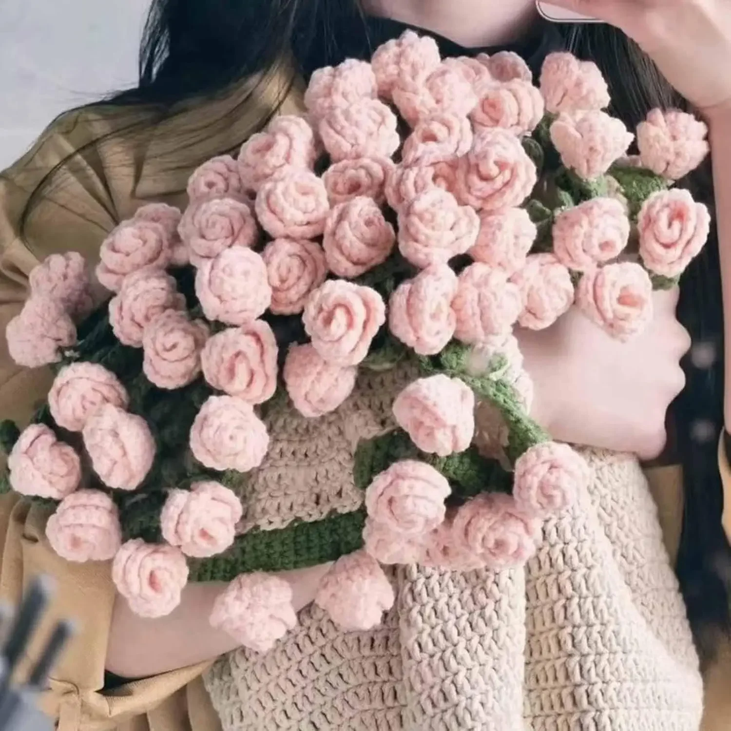 Coperta Con Fiori All'uncinetto Da 90 Cm, Coperta Lavorata A Maglia Fai Da Te Non Finita Per Donna Bouquet Per La Festa Della Mamma~p141866538