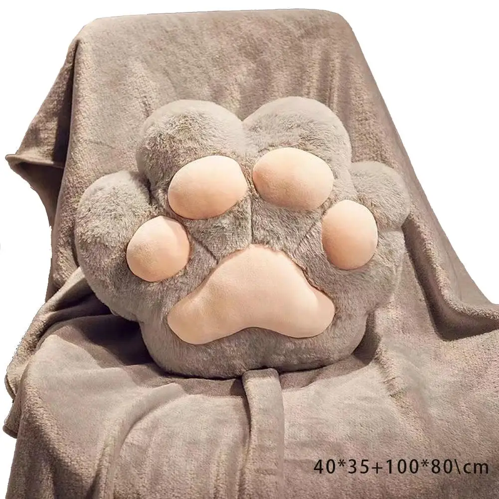 귀여운 낮잠 고양이 발 담요, 부드러운 이중 목적 사무용품, 에어컨 쿠션 베개, 핸드 워머 G8P5