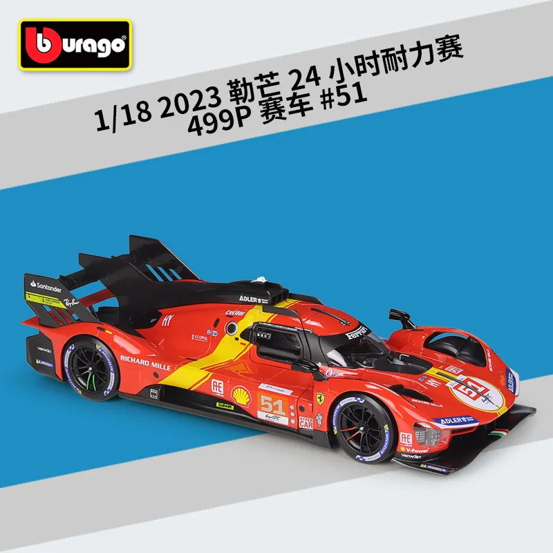 

Bburago 1:18 2023 Le Mans 24-hour endurance race 499P #50 #51 racing car Diecast Metal Alloy Model Car Toys for kids Gift