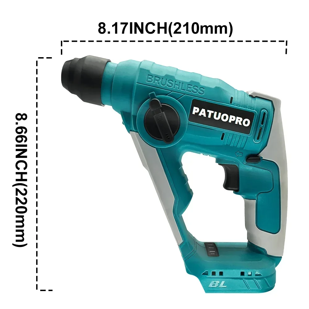 PATUOPRO 20MM Brushless Cordless Electric Hammer Drill Multifunctional Rotary Hammer Rechargeable Tools For Makita 18V Battery 2