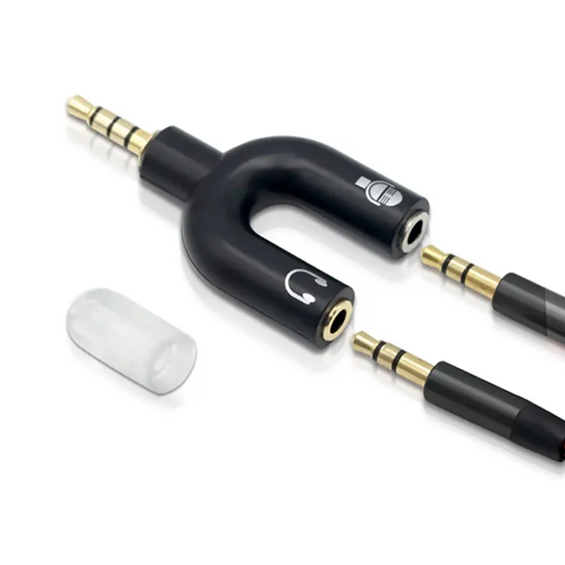 U-Shaped Stereo 3.5mm Headphone and Microphone Splitter Adapter