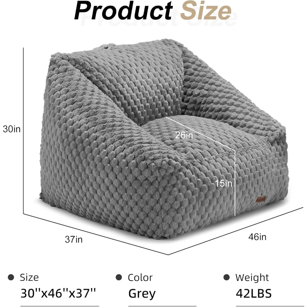 Bean Bag Chairs for Adults Bean Bag Sofa Chair with High Density Memory Foam Chair Lazy with Armrest, Adult Beanb