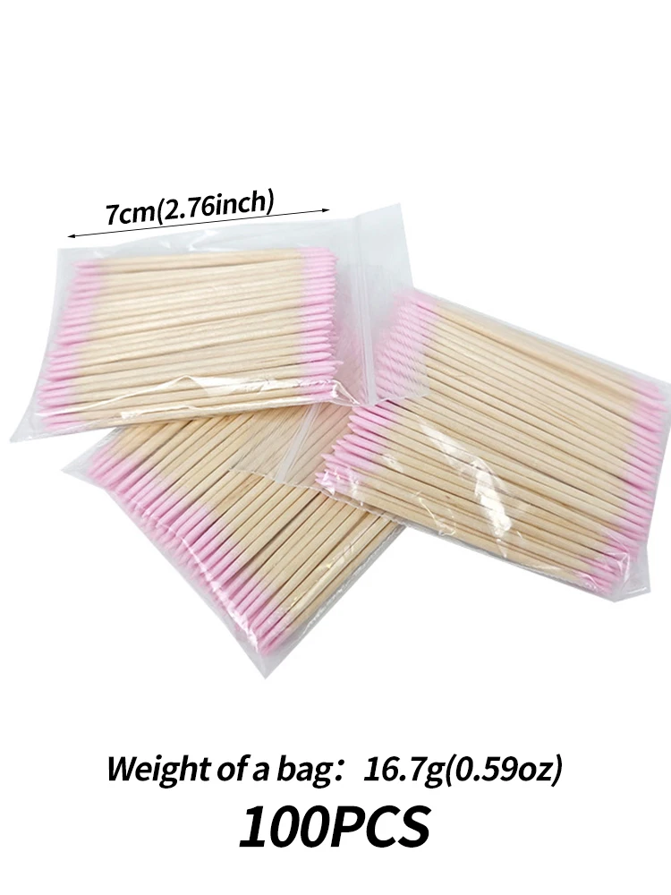 500/300/100Pcs Einweg Nägel Holz Tupfer Reinigung Sticks Rosa/Weiß Baumwolle Stick Knospen 7/10cm Entferner Sauber Sticks Nagel Werkzeuge – Detail 5