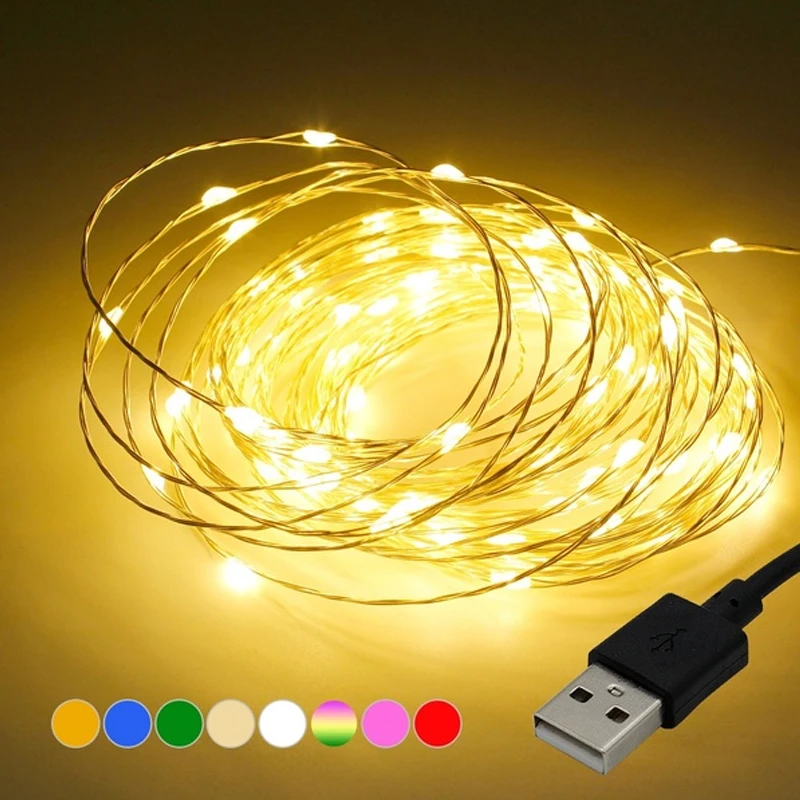 

5/10M USB/Battery LED String Light Copper Wire Garland Light Waterproof Fairy Lights For Christmas Wedding Party Decoration