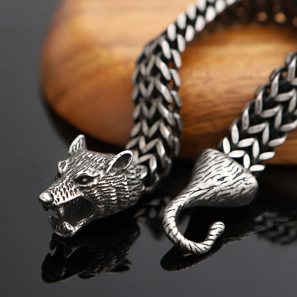 Wolf Head Viking Bracelet