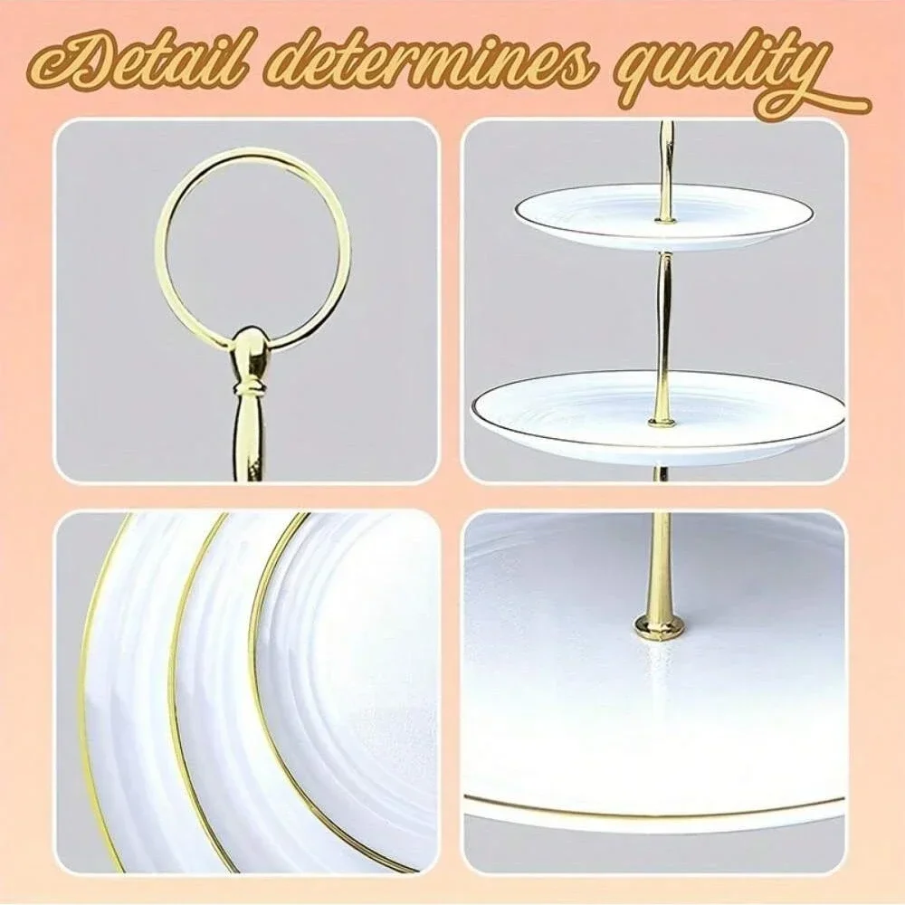 3-Tier Cupcake Stand Fruit Plate Holder Desserts Snack Candy Buffet Stand Tower for Christmas Wedding Party Cake Dessert Tray