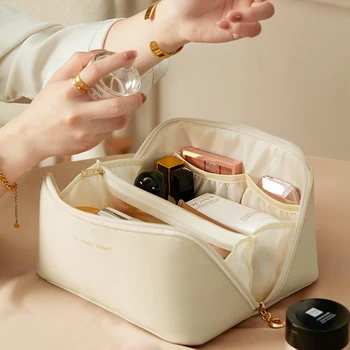 Borsa per cosmetici da viaggio grande per donna Organizzatore per trucchi in pelle Borse per kit da toilette femminile Custodia per trucco Custodia per signora di lusso