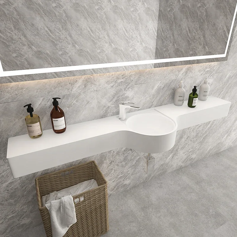 Integrated Art Wash Basin Super Narrow Wall Hanging Length Wash Basin with Table Top