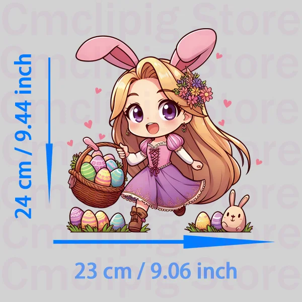 New Easter Day Disney Princess Tangled self-adhesive patches DIY children heat transfer vinyl iron on transfer
