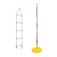 2pcs Children's Outdoor Tree Hanging Disc Rope Swing + Ladder Garden Park Playground Toy Kids Exercise Fitness Equipment 1