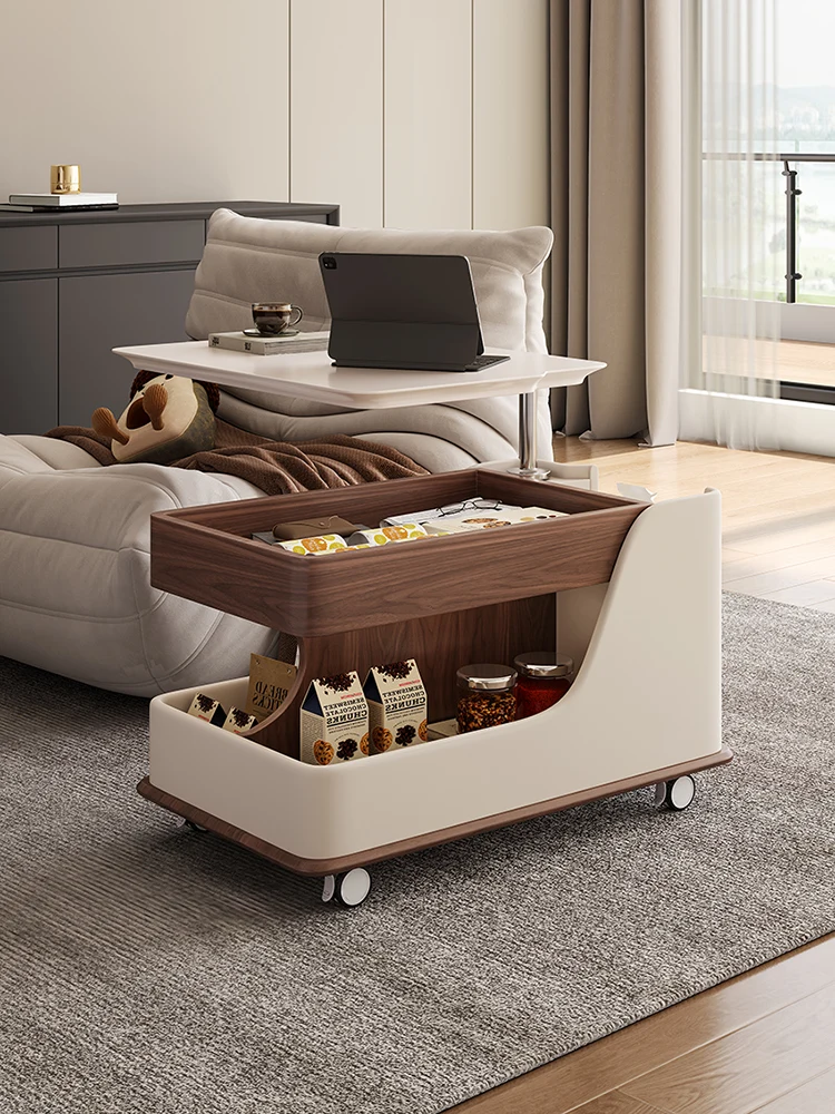 

Modern minimalist small unit with portable coffee table, lifting tea table with wheels, light luxury living room sofa cart