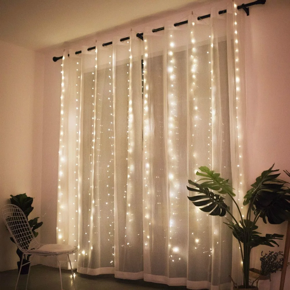 6x3M USB Led Window Curtain String Lights 8 Modes Remote Control Holiday Wedding Lights For Bedroom Home Christmas Decoration 20 modes smart light bulb bluetooth compatible led bulbs e27 b22 15w magic rgb lamp home decoration apply to ios android