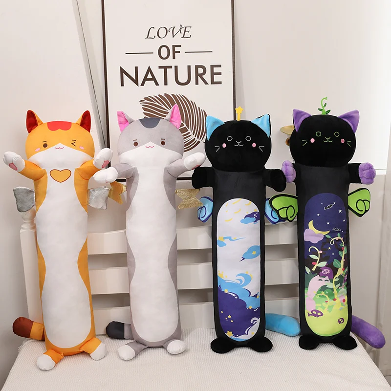 

50/70/90cm Cute Soft Long Cat Plush Toys Stuffed Pause Office Nap Pillow Bed Sleep Home Decor Gift Doll for Kids Girl