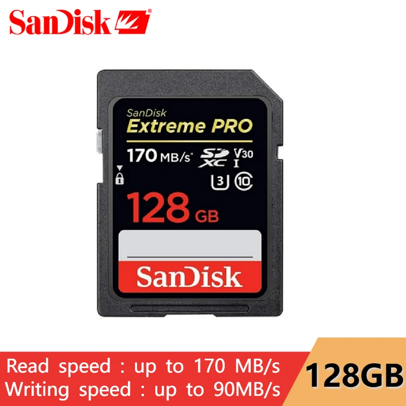 Sandisk Extreme Pro Memory Card 128GB 64GB Max Read Speed 170MB/s SD Card Class 10 U3 32GB 95MB/s For Camera Shooting 4K Video 8gb micro sd card Memory Cards