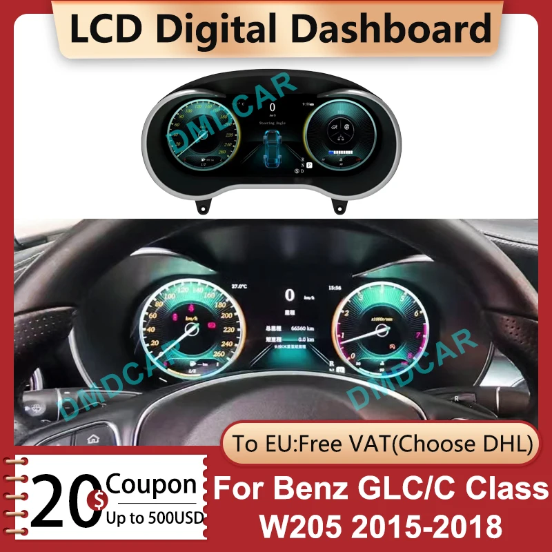 Car LCD Digital Cluster Virtual Cockpit Speed Meter Head Unit