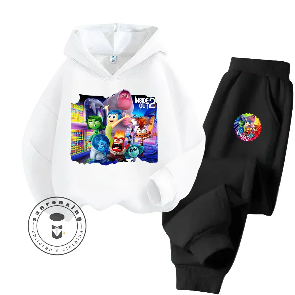 Cartoon Inside Out Suitable for Children 3-14 Years Old Fall Winter Lightweight Durable Fashion Hoodie + Pants Tracksuit