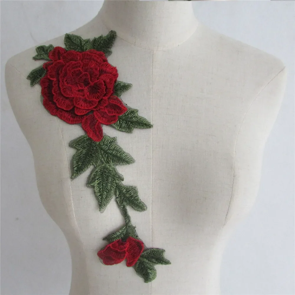 

Wholesale sales of 10 pieces polyester single flower colored embroidery DIY sewing embroidery decorative clothing accessories