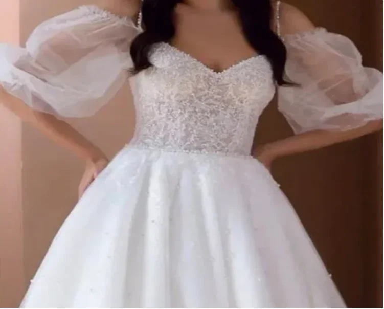 Removable Women Puffy Sleeves Short for Women Wedding Dress