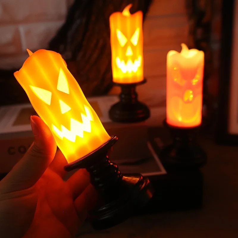 Halloween Pumpkin Candle Light LED Emitting Color:White;Body Color:2PCS 2