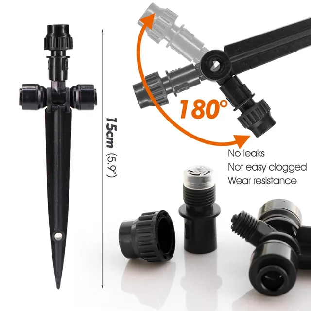1/4" Misting Nozzles with Stake Adjustable Atomizer Sprayers 4/6mm Quick Push Slip Lock Outdoor Irrigation Watering Sprinklers 4