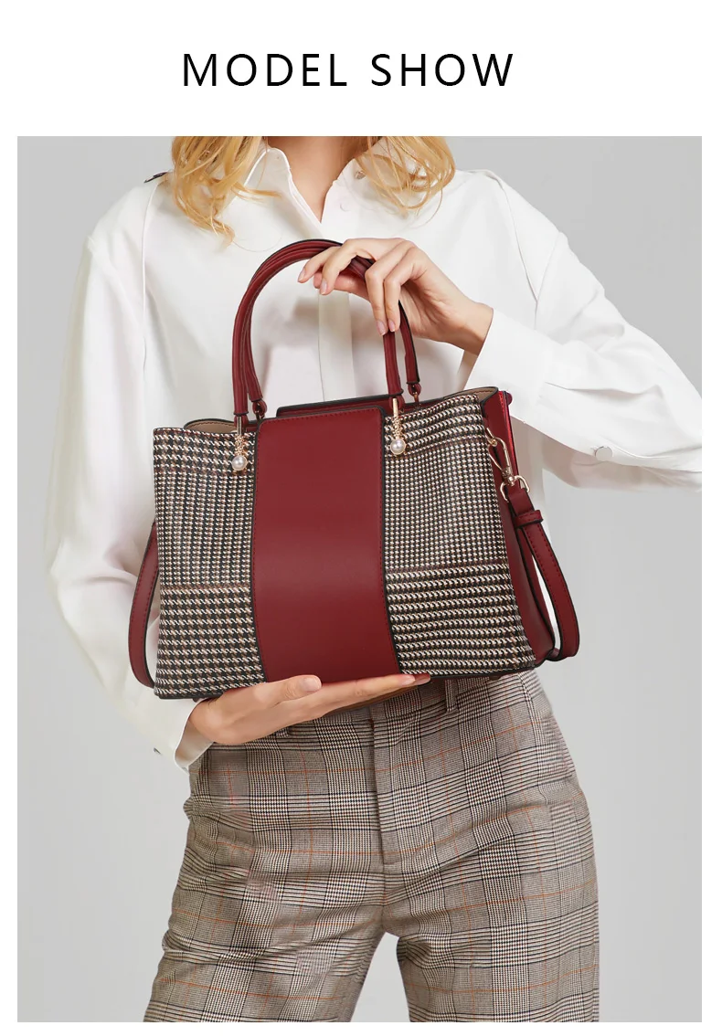 Aidrani neue Hochleistungs-Damen tasche aus Rindsleder, modische Handtasche in Kontrast farbe, rot – Detail 1
