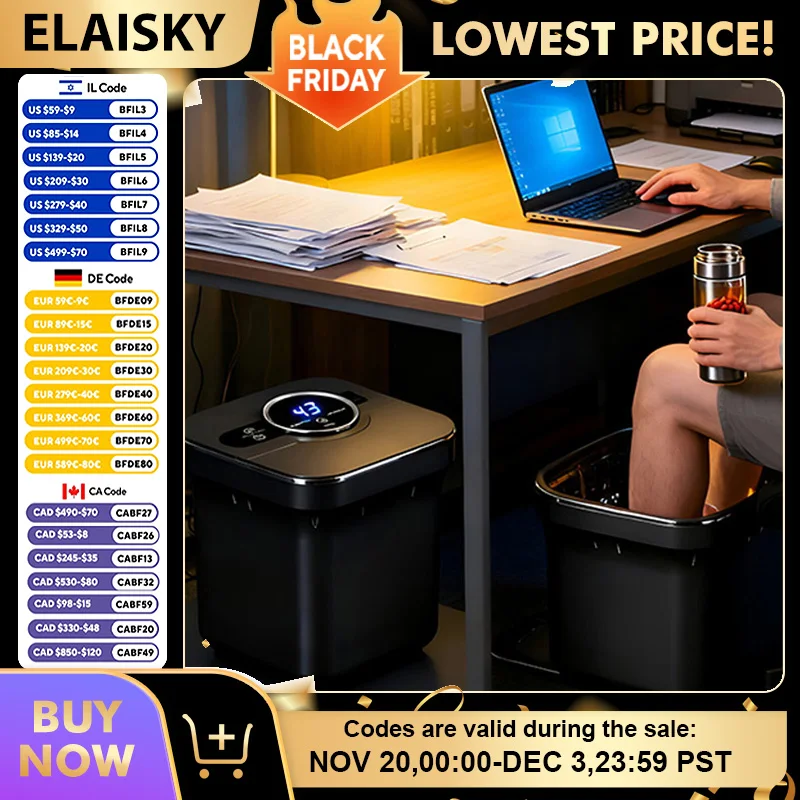 อ่างแช่เท้าไฟฟ้าควบคุมอัจฉริยะ พร้อมระบบทำความร้อนอัตโนมัติ ควบคุมอุณหภูมิคงที่ สำหรับสปาสมุนไพรที่บ้าน 1