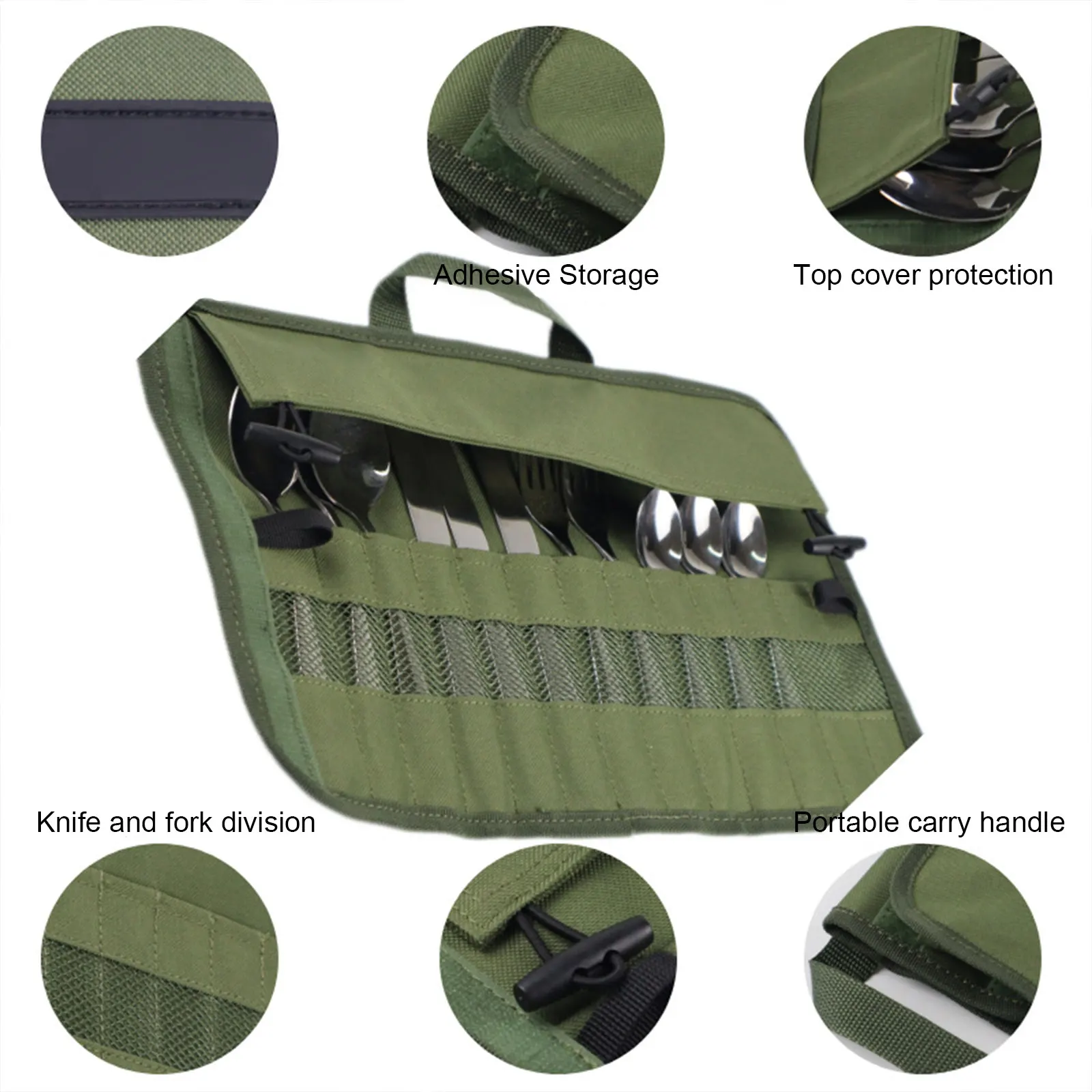 Tableware Bag Washable Portable Travel Cutlery Kit Case Organizer Pouch For Dinner Travel Camping BBQ Picnic Tableware Organizer