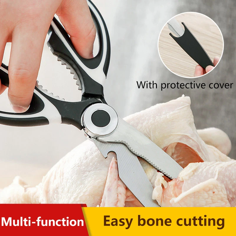 Description Picture 3 of item1PC Multi Functional Stainless Steel Household Kitchen Scissors For Cutting Vegetables, Chicken Bones, Fish, And Other Tools