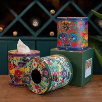 Creative Circular Leather Roll Paper Tube Restaurant Desktop Tissue Bucket Bathroom Tissue Storage Box 1