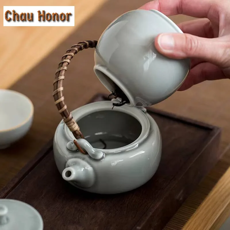 180ml Ice Grey Glaze Ceramic Small Tea Cans Household Handmade Puer Tea Storage Tea Jar Sealed Cans Box Tea Ceremony Accessories