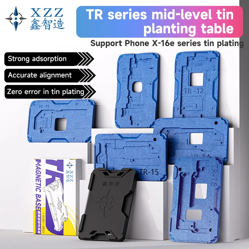 XZZ TR 인터포저 리볼링 키트, 플랜팅 틴 템플릿 중간 프레임 (아이폰 X, XR, XS, 11, 12, 13, 14, 15, 16, 16e, 17 Pro Max 용)