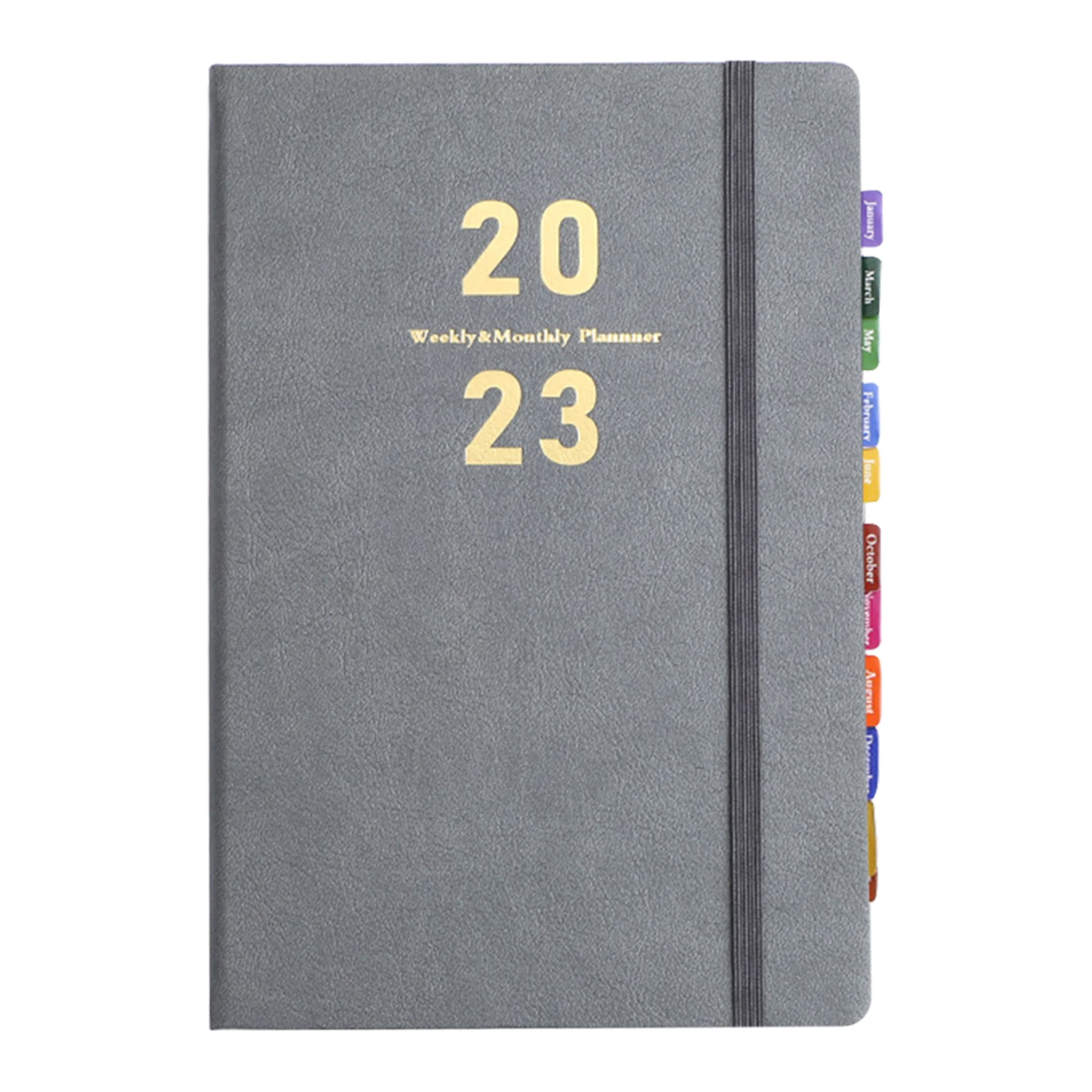 

Гол лист ежедневный Еженедельный подарок месячный планер книга PU Обложка студент Рождество 12 месяцев 360 страниц держатель ручки календарь