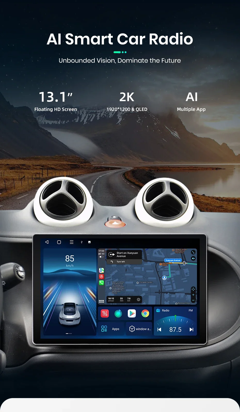 2K QLED Bildschirm Auto Radio Für Mercedes Benz Smart 2016 Drahtlose CarPlay Android Auto Multimedia autoradio – Detail 2