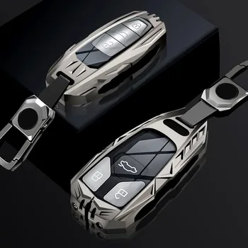 Custodia per chiave auto in lega di zinco per Audi A6 A7 A8 Q8 E-tron C8 D5 A8L A6L 2018 2019 2020 accessori per copertura protezione chiave auto - Custodia per chiave auto in lega di zinco per Audi A6 A7 A8 Q8 E