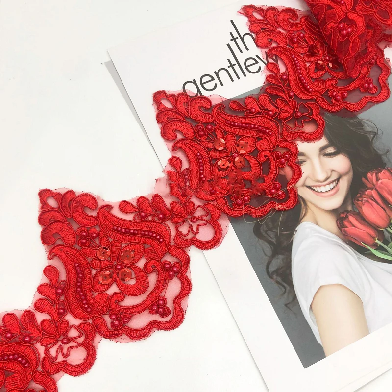 

15Yards Sequins Beads Venise Venice Mesh Lace Trim Car Bone Applique Sewing Craft for Bride Wedding Dresses