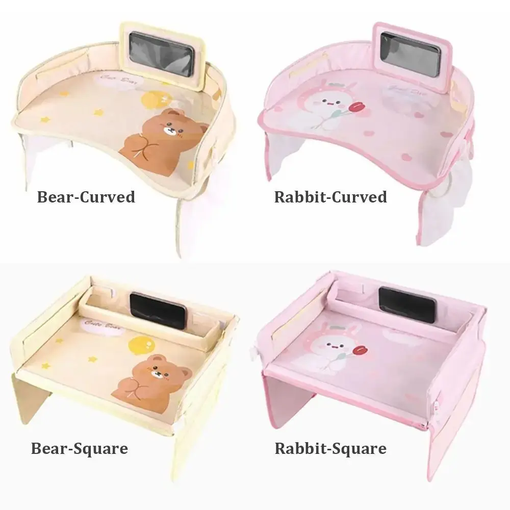 Waterproof Cartoon Baby Car Seat Tray Rabbit Bear Kids Toy Holder Desk Dining Tray Ox Cloth Car Tray Table Car Storage Organizer