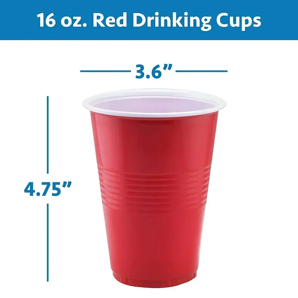 Disposable Cups 500ml 25/50Pcs Red Yellow Green Table Decorations 16 Oz Plastic Cup Wedding Birthday Party Kitchen Tools