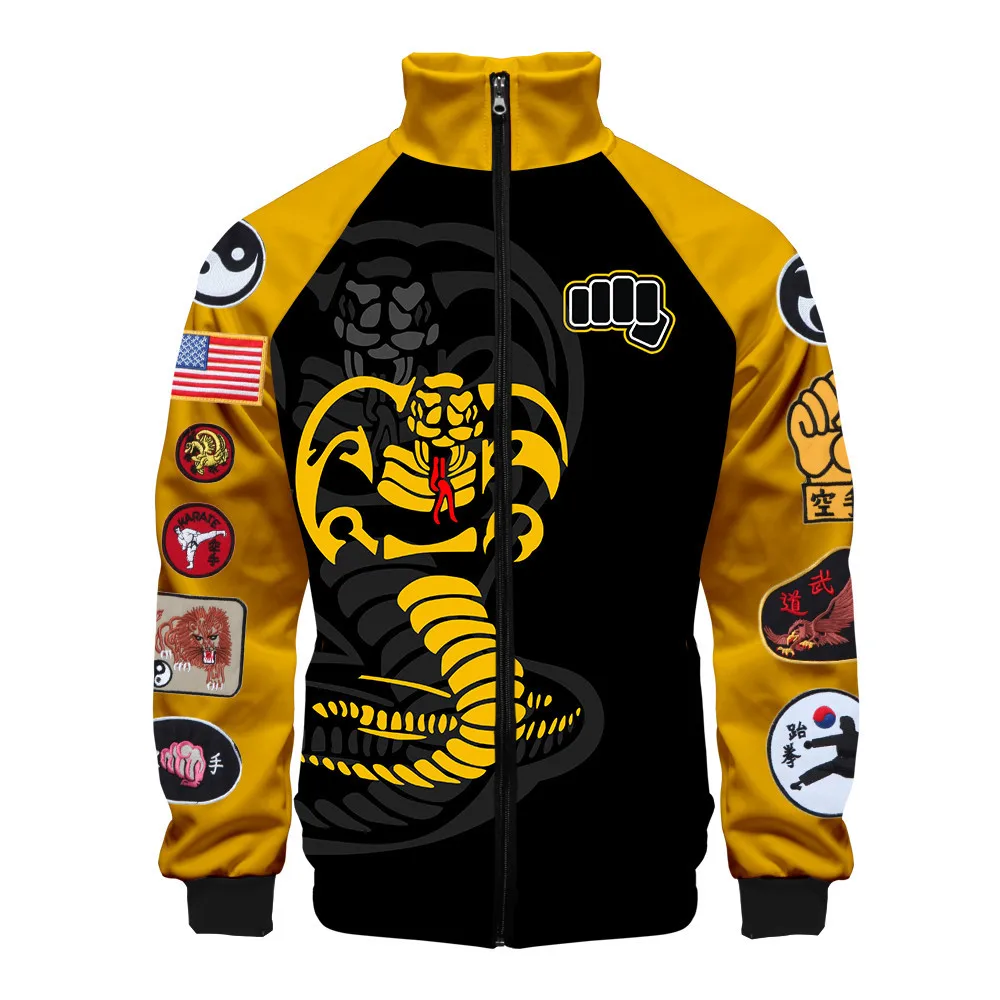 New Hot Tv Show The Karate Kid Cobra Kai Fashion Men Zipper Felpe Con Cappuccio Giacche 3D Stand Collar Felpa Top Boy Tuta Oversi