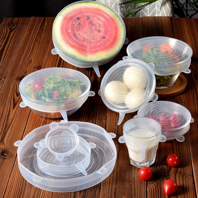 Silicone Food Fresh-keep Sealing Cover  Microwave Silicone Stretch Food  Cover - 6pcs - Aliexpress