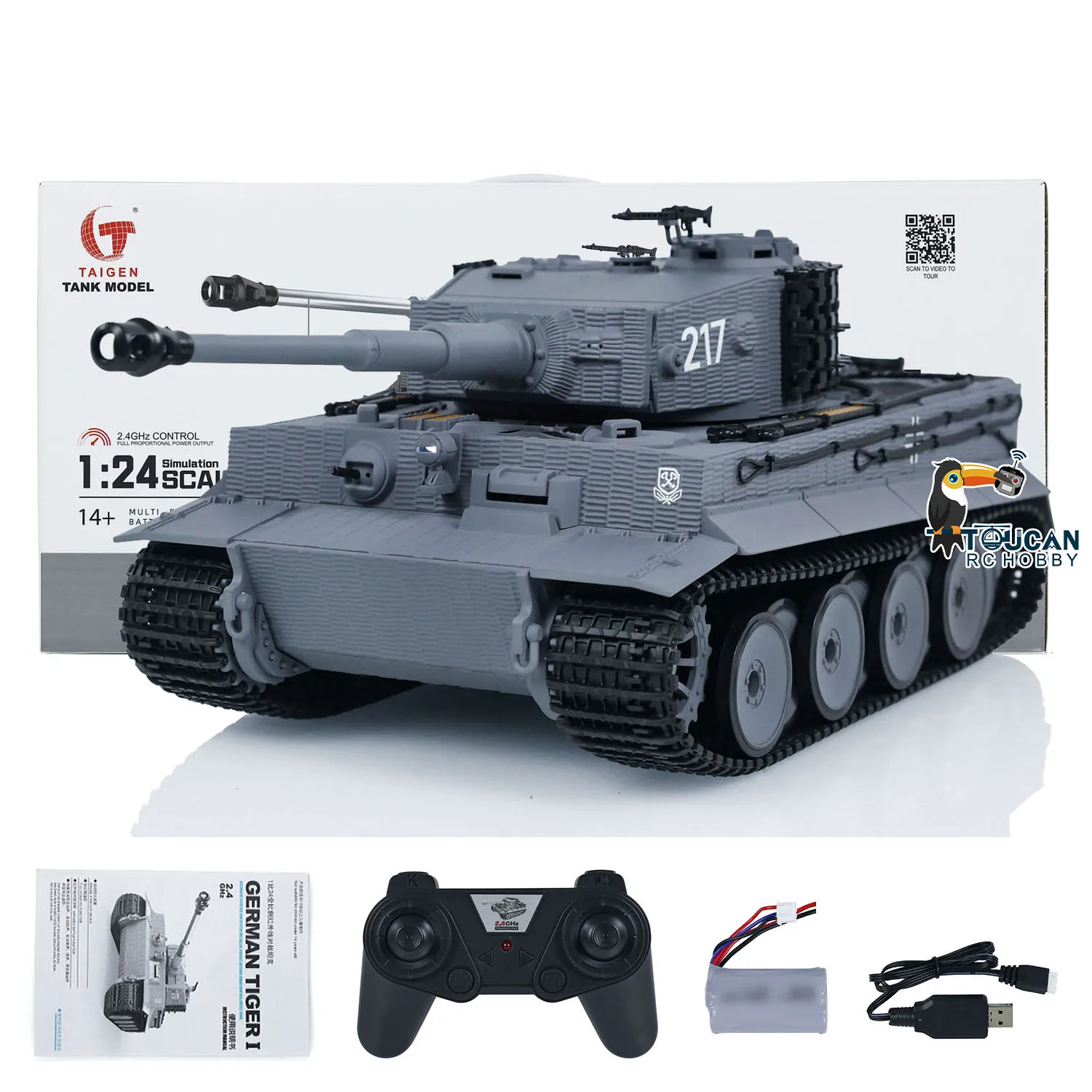 

Tiger I Taigen 1/24 Scale RC Battle Tank Radio Control Military Tank Model Infrared Combat Car Vehicle RC Toy for Boys TH23570