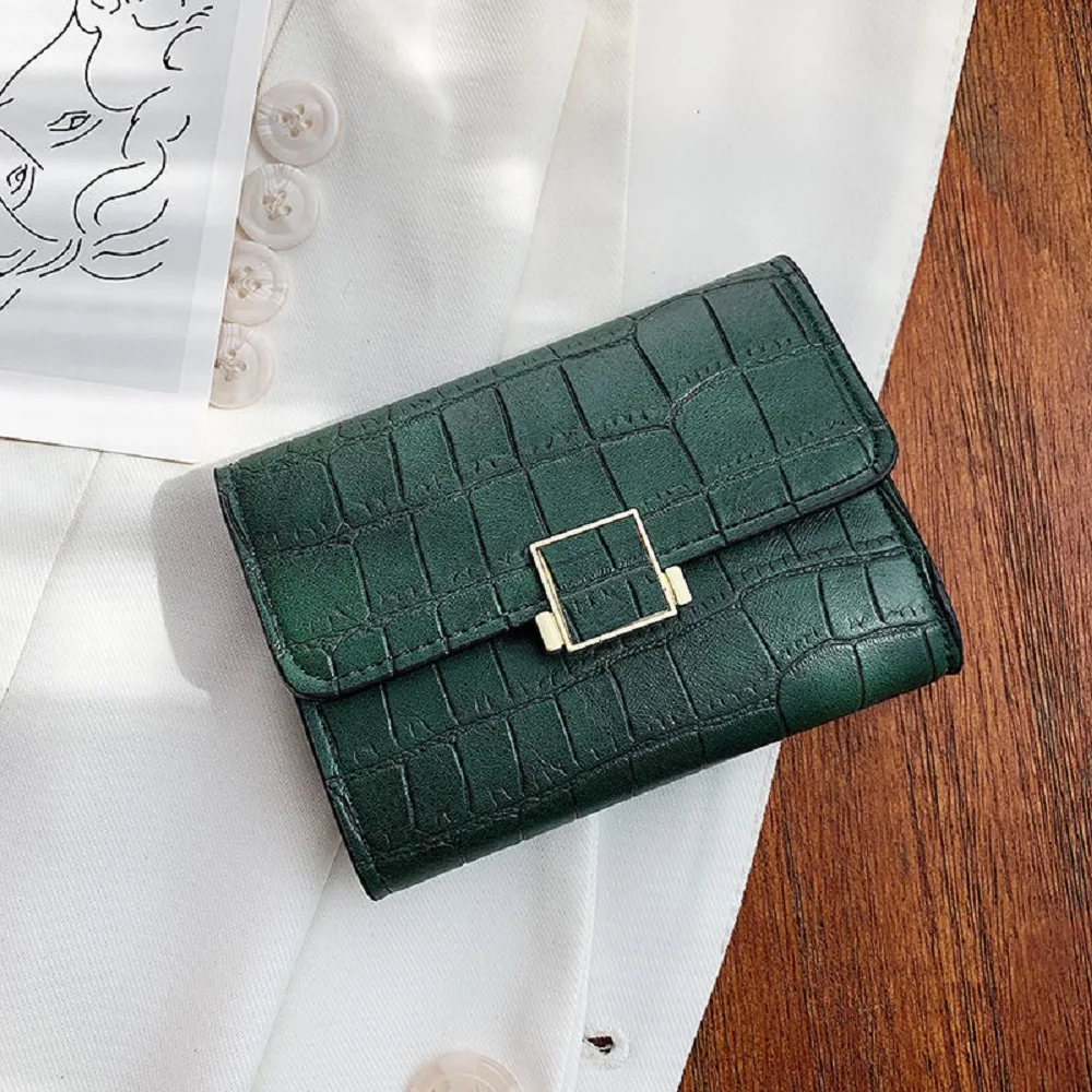 

Ретро минималистский крокодиловый узор 2022 Новинка искусственная кожа тройного сложения маленький кошелек женский Kошелек женский